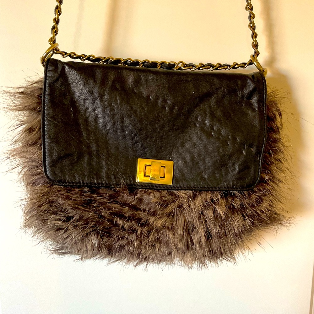 Vintage paradox faux fur shoulder bag